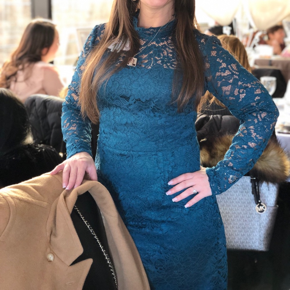 betsey johnson cocktail dresses Teal Dress featuring a lively print of fruits including cherries Women's Bubble Soiree Dress in